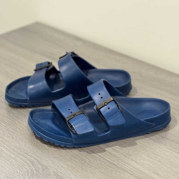 Birkenstock Navy Blue Arizona Women’s Buckle Slides (Size 38) - Picture 1 of 7